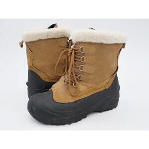 Itasca Boots Womens 8 Brown Leather Insulated Waterproof Snow Boots Lace Up